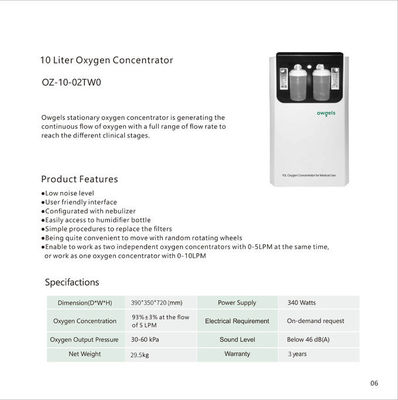 concentratore medico portatile di 10l FDA 24 ore di rifornimento di ossigeno coerente